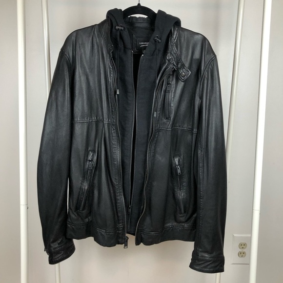 - LAMARQUE 100% Lambskin Leather Slayer Moto Jacket With Removable Hoodie … - Picture 5 of 17
